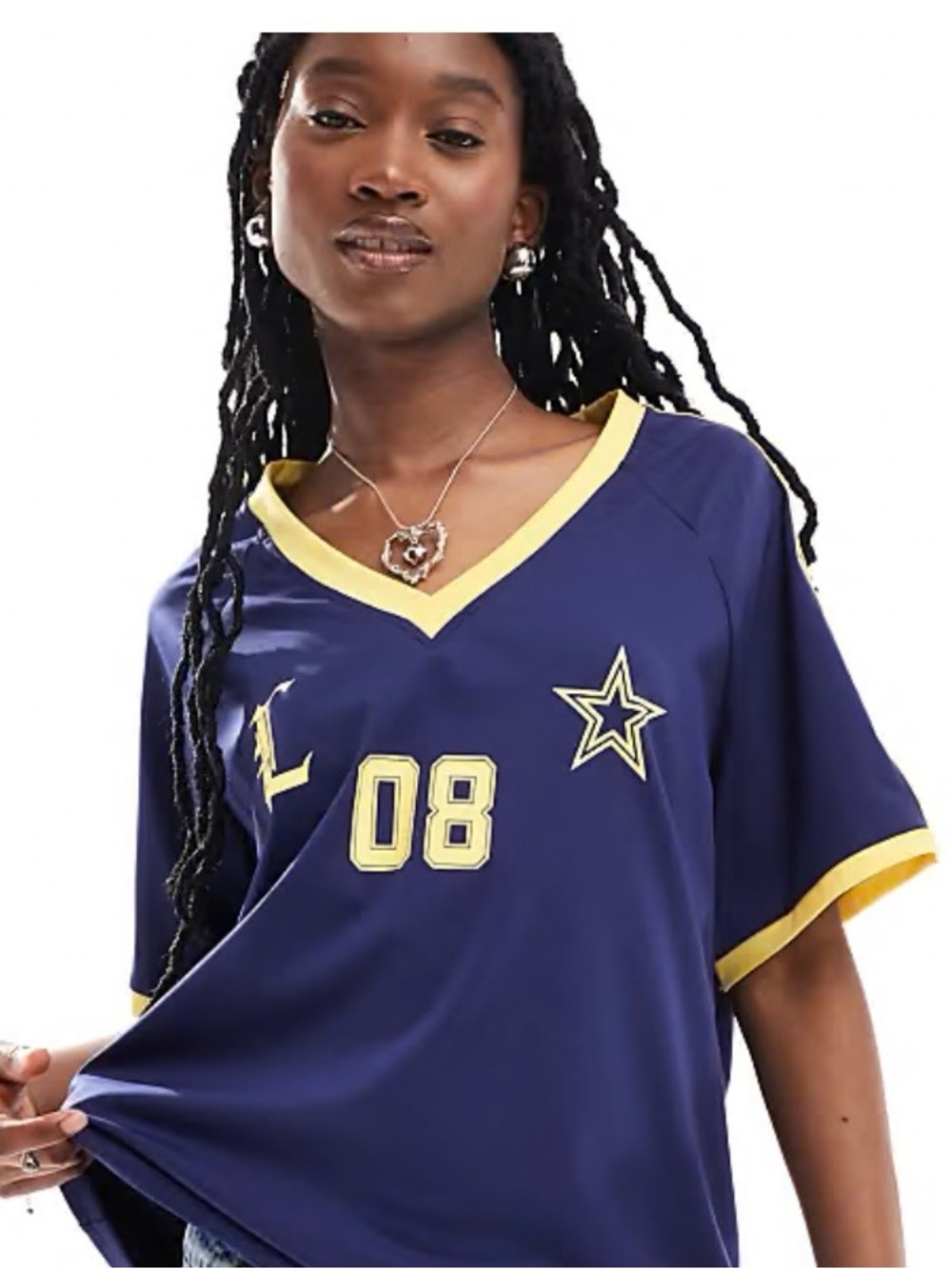 Lioness Navy and Yellow Athletic V-Neck Tee